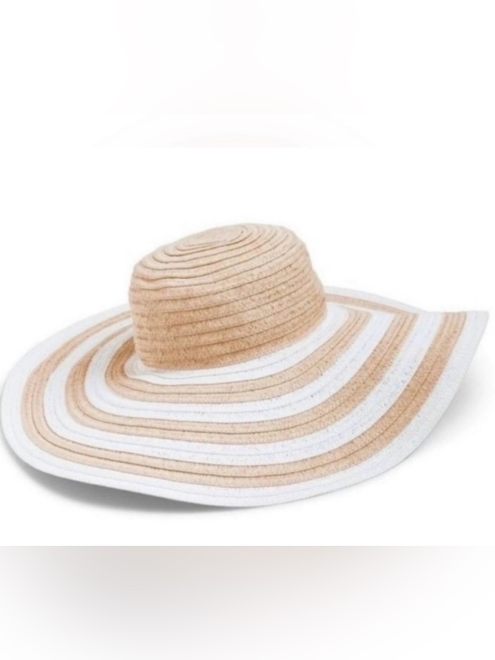 Vera Bradley Tan and White Striped Hat